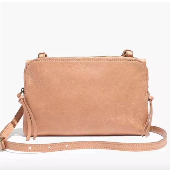 Madewell Handbags - Madewell Twin Pouch Leather Crossbody Bag Washed Leather Light Tan Purse
